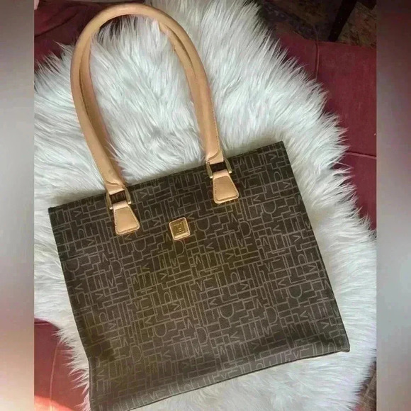 Diane Von Furstenberg Monogram Logo Tote - Brown and Camel Leather - Picture 7 of 12